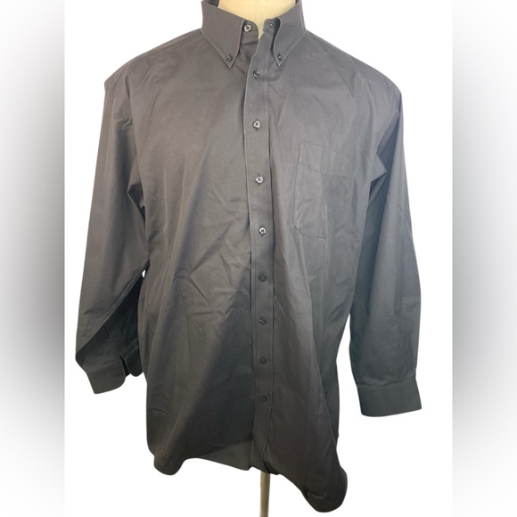 Roundtree & Yorke Other - Roundtree and Yorke Gold Label Black Long Sleeve BU Dress Shirt Men’s 19-36 Tall